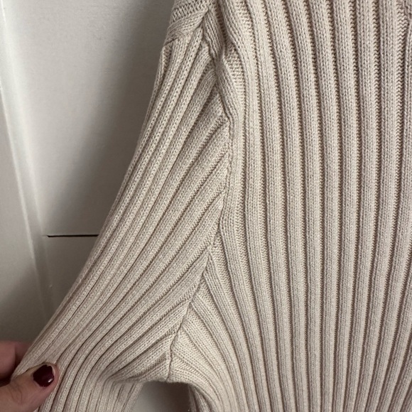 CABI D RING #3363 S rib asymmetrical cream tie back womans gorpcore sweater - Picture 10 of 13